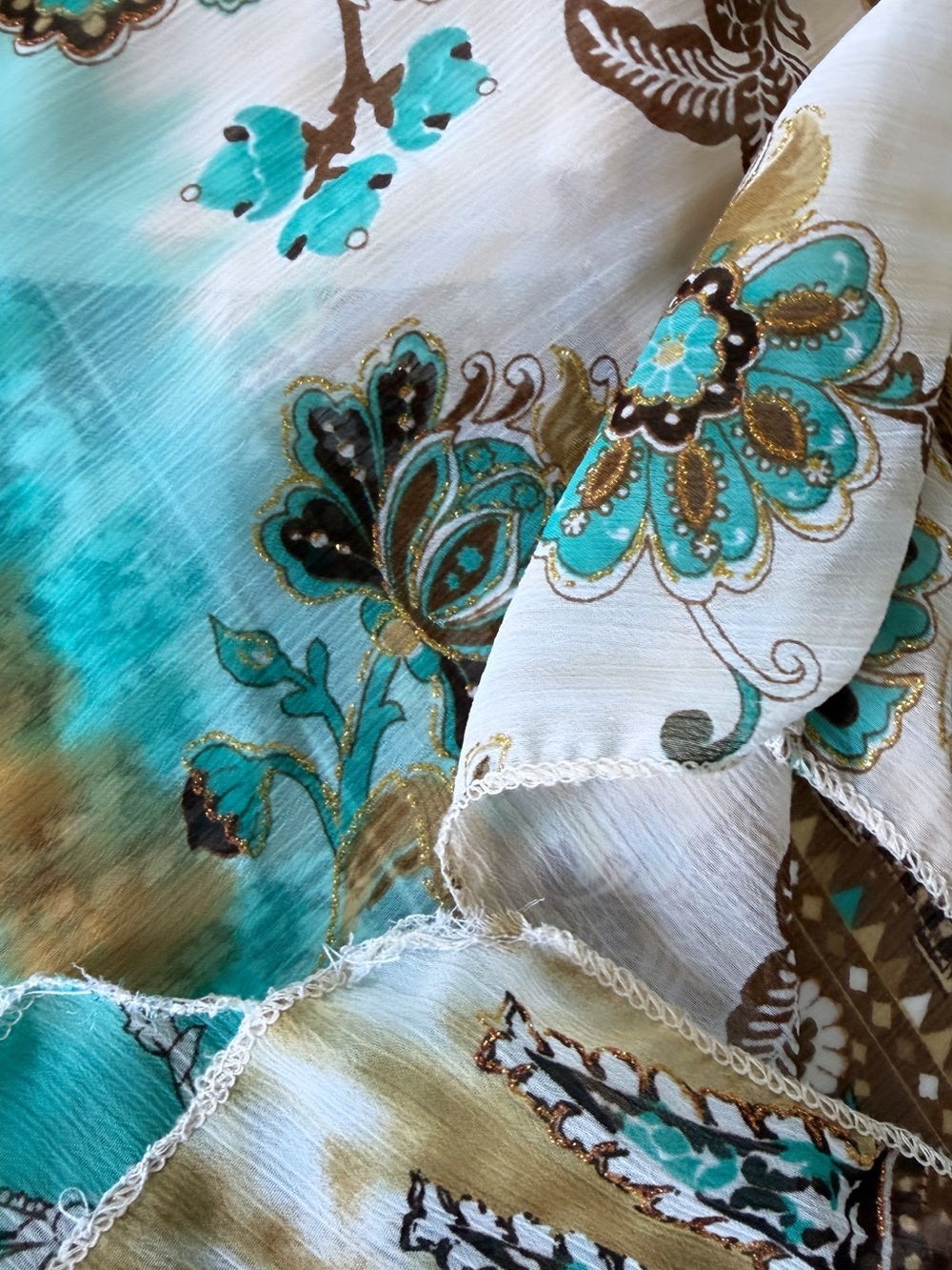 Vintage Y2K Limited Too Turquoise Paisley
Handkerchief Hem Dress - Picture 5 of 13